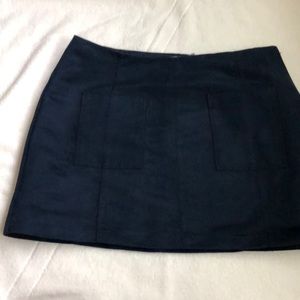 Suede navy blue color mini skirt